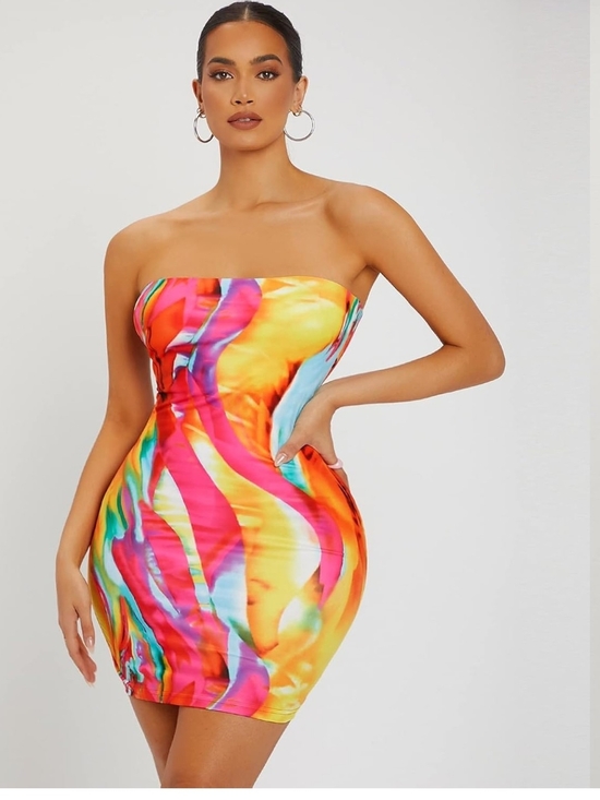 SHEIN Dresses & Skirts - SHEIN Vibrant Multicolor Strapless Bodycon Mini Dress